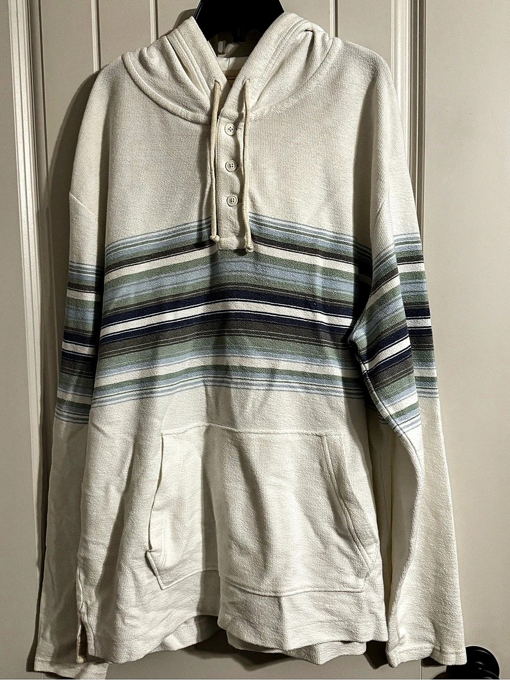 American Eagle Lived-In Striped Henley Hoodie